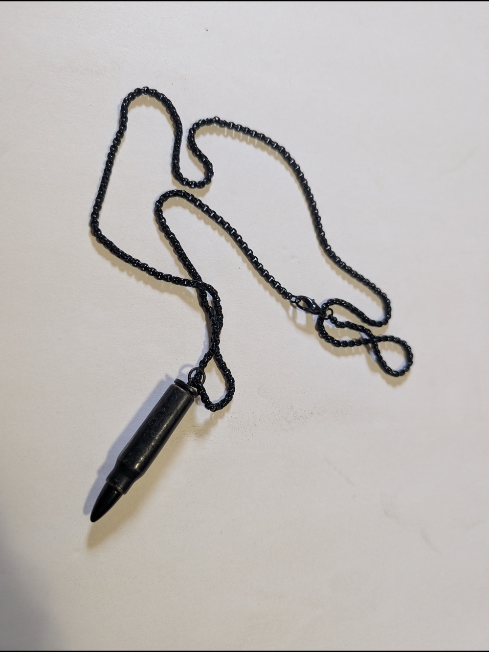 Black Bullet Pendant Necklace
